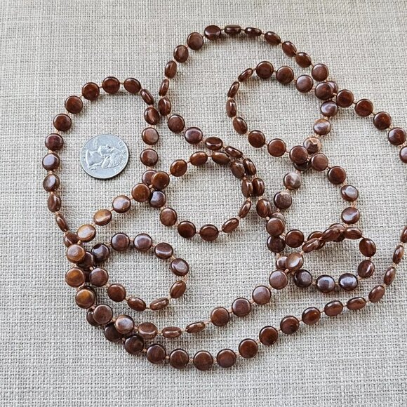 Women Necklace Brown Plastic Beads Long Necklace Fashion Jewelry Unbranded - Picture 8 of 11